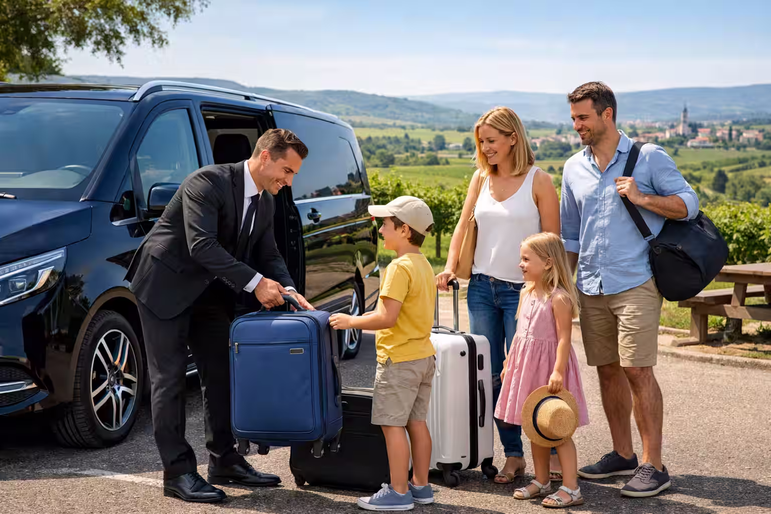 VTC longue distance Lajoieway - Prise en charge porte à porte famille avec enfants
