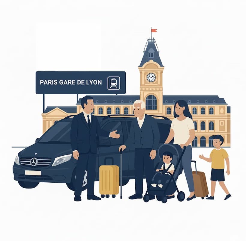 Family airport transfer Paris